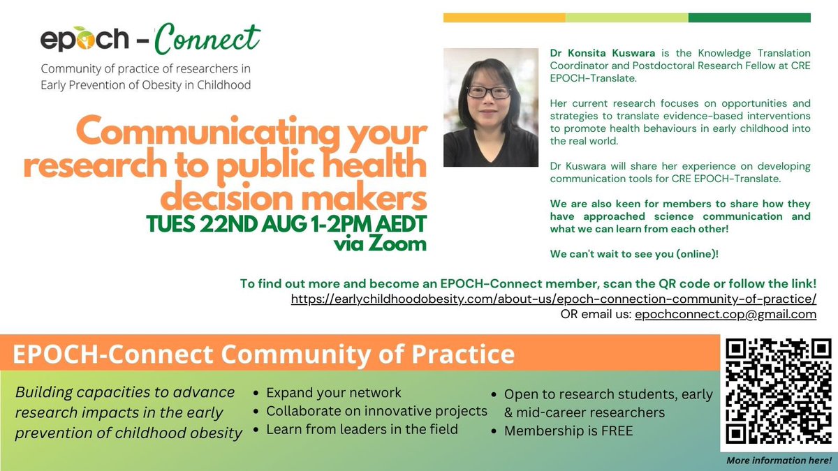 CRE_EPOCH (@cre_epoch) on Twitter photo š£ EPOCH-Connect August Meeting š£
Tues 22nd August 1-2pm AEDT via Zoom!
Facilitated by the wonderful <a href="/kkuswara/">Dr Konsita Kuswara</a>
If youāre not already a member, email us at epochconnect.cop@gmail.com and we can send you the Zoom link!
We canāt wait to see you there! š
#EPOCHConnect #CoP š£ EPOCH-Connect August Meeting š£
Tues 22nd August 1-2pm AEDT via Zoom!
Facilitated by the wonderful <a href="/kkuswara/">Dr Konsita Kuswara</a>
If youāre not already a member, email us at epochconnect.cop@gmail.com and we can send you the Zoom link!
We canāt wait to see you there! š
#EPOCHConnect #CoP