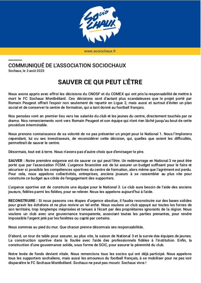 Menacé de disparition après une déroute financière, le <a href="/FCSM_officiel/">FC Sochaux-Montbéliard</a> essaie de renaître sous forme coopérative, comme l’a fait avant lui le <a href="/SCBastia/">SC Bastia</a>.
Pour les supporters d’un club mythique, pour une région qui s’identifie à cette histoire, aidons-les !
Avec @les_scop.
