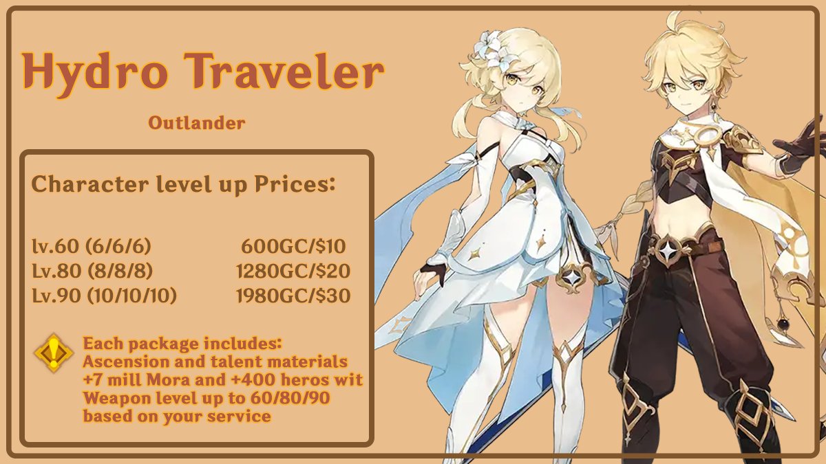 Melipiloting's tweet photo. 🔶Lyney, Lynette, Freminet and Hydro traveler character farming piloting services available

50% off for preorders (available until the last day of v3.8)

💠Please dm me or fill my google form for placing orders or asking questions https://t.co/dT2VebGdRC