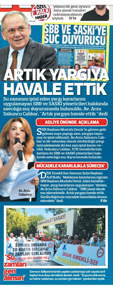 AvSabuncu's tweet photo. SU ZAMMININ İPTAL KARARINI UYGULAMAYAN SASKİ ARTIK CEZA YARGILAMASINDA....!! @samsunbsb @GenelSaski https://t.co/ewt0JMmSp6