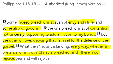 PullingThemDown's tweet photo. EVERY WAY, WHETHER IN PRETENCE, OR IN TRUTH, CHRIST IS PREACHED; AND I THEREIN DO REJOICE.

Yea, I am still learning patience, yet assured and understanding: "that I am set for the defence of the gospel".
#patience #lovetheBrethren #gospel #stablished https://t.co/QOjLh7Suts