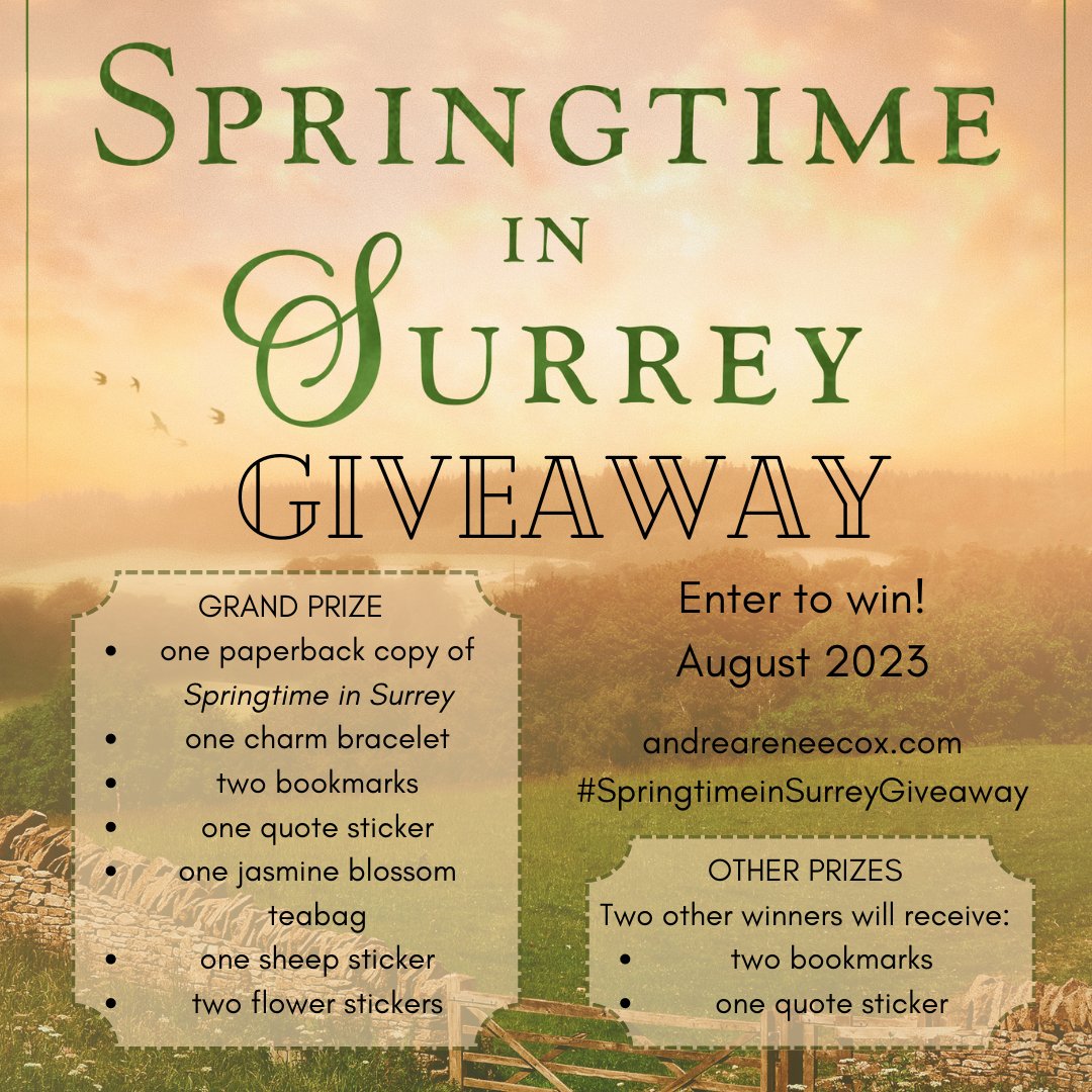 screenwriter87's tweet photo. Huge Springtime in Surrey giveaway. Handmade charm bracelet and paperback copy of the book are included. Invite your friends!
#SpringtimeinSurreyGiveaway #WritingToInspire #SpringtimeinSurrey #giveaway
https://t.co/JvINjvV4Se https://t.co/mO0gfQvG2F