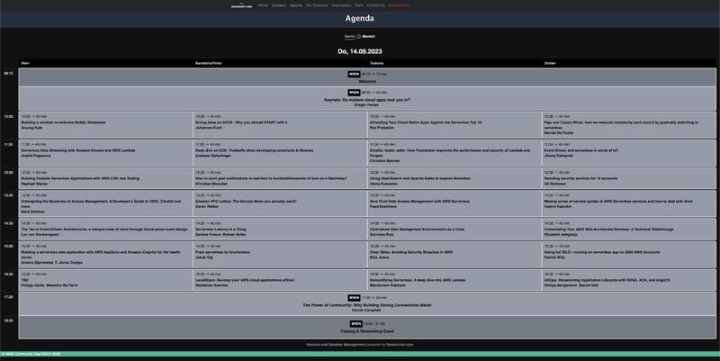 AWSCommunityDE's tweet photo. 🤔 Still not decided if you should go to the AWS Community Day in Munich?

💡Have a look at our agenda https://t.co/ZOsuLkra0I. It's packed with awesome topics and speakers!

Don't forget to register: https://t.co/zjnmbVDTGz https://t.co/vSEQ86YsSL