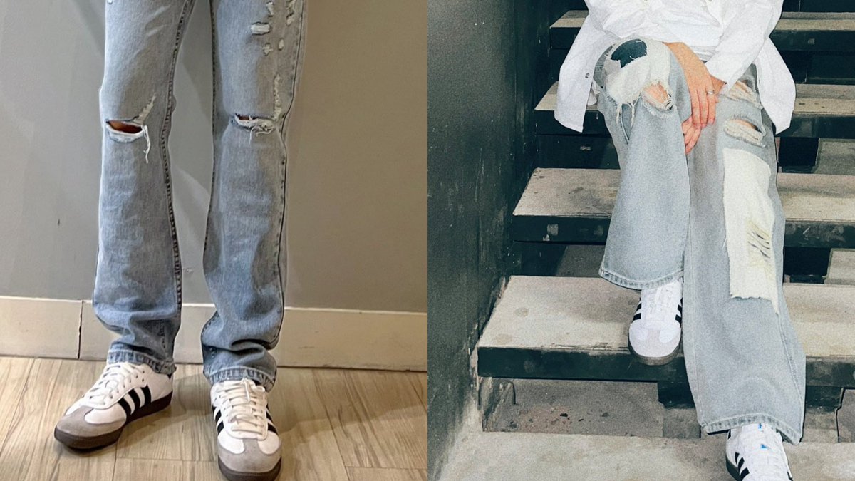 BEARWWINNY's tweet photo. couple things winnysatang have:

1. freak gray hoodie 
2. freak jeans 
3. adidas samba vegan shoes 

never beating lover allegations indeed🤭
#WinnySatang #วินนี่สตางค์ https://t.co/lOGe2Hs5PB