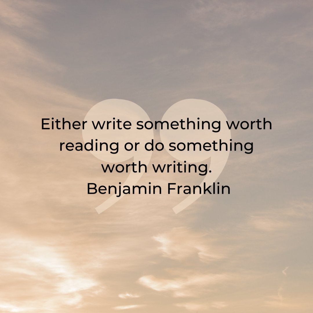 "Either write something worth reading or do something worth writing." – Benjamin Franklin

Embrace the power of words and experiences. Let your voice be heard in the pages of life!

#writingquote #inspiration #creativity #WritingCommunity #writing #quoteoftheday #quote