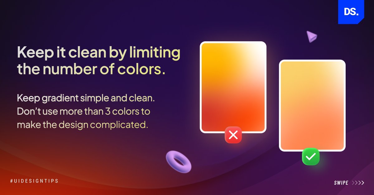 design__studio's tweet image. 🔥 Elevate your gradient game with these fantastic design tips! 🎨✨
#gradients #uidesign #uidesigntips #uiuxdesign #WebDesign
