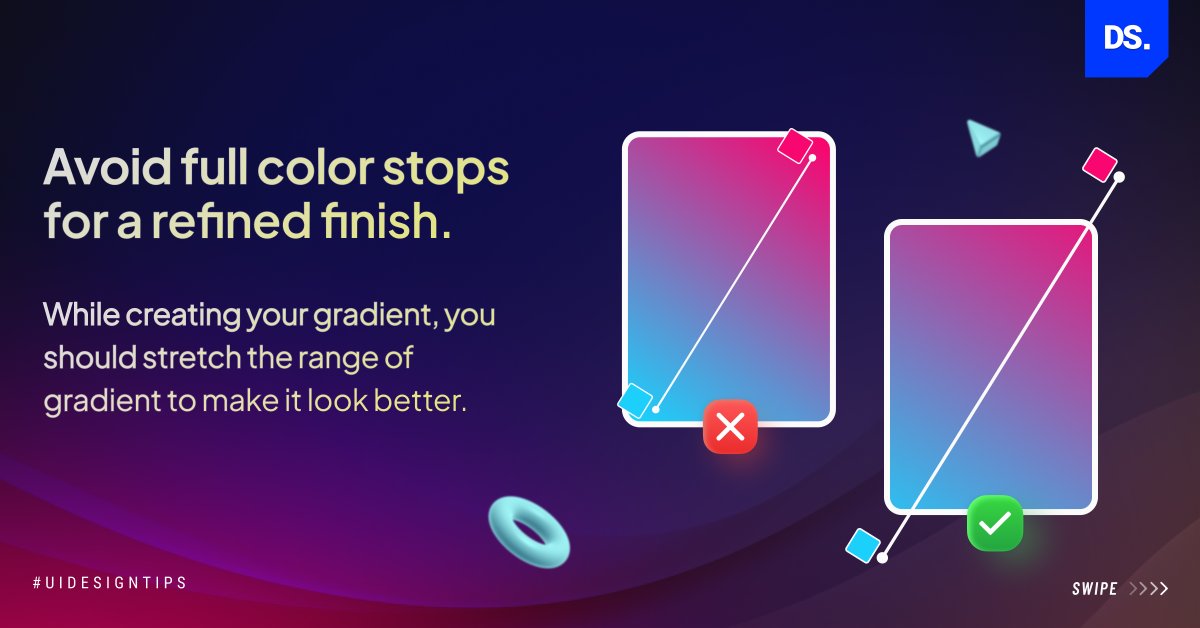 design__studio's tweet image. 🔥 Elevate your gradient game with these fantastic design tips! 🎨✨
#gradients #uidesign #uidesigntips #uiuxdesign #WebDesign