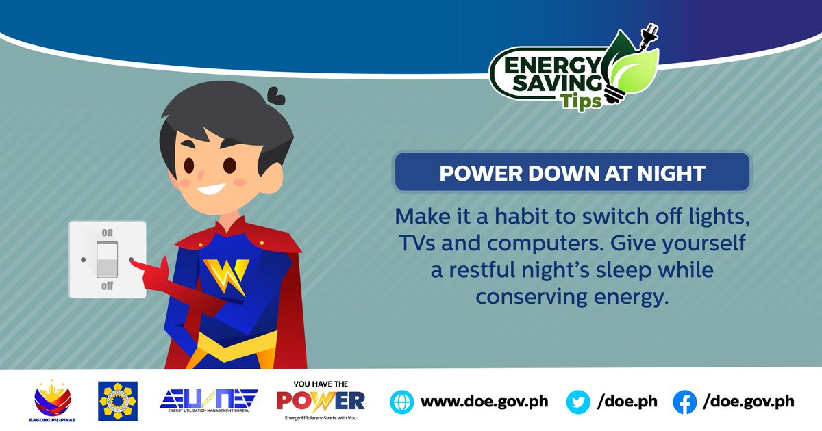 Just Press Play! Here is a public service announcement in partnership with the Department Of Energy. Energy Saving Tip #7: Power Down at night and give yourself the gift of restful sleep while reducing unnecessary energy consumption. #Youhavethepower!