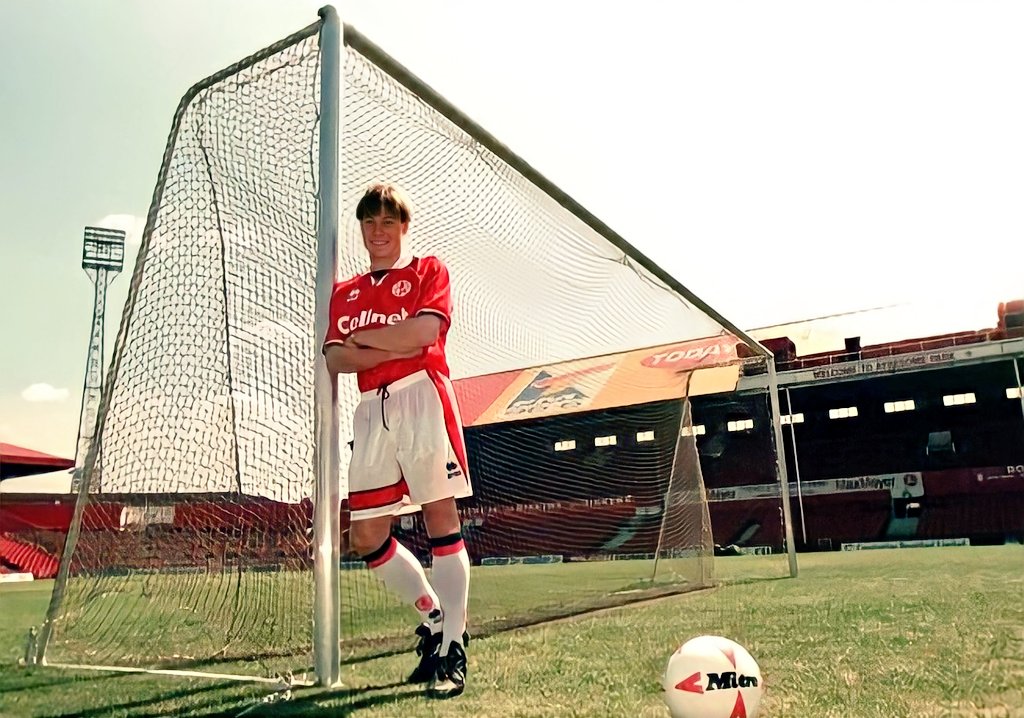 untypicalboro's tweet photo. #OnThisBoroDay - 1995: ambitious #Boro complete the £5.25m quantum leap signing of Nick Barmby from Spurs. It is just a year since they first broke the £1m barrier and to out-gun big sides to sign an in-demand, current England international was a seismic shift. #MidgetGems https://t.co/s49C519YEH