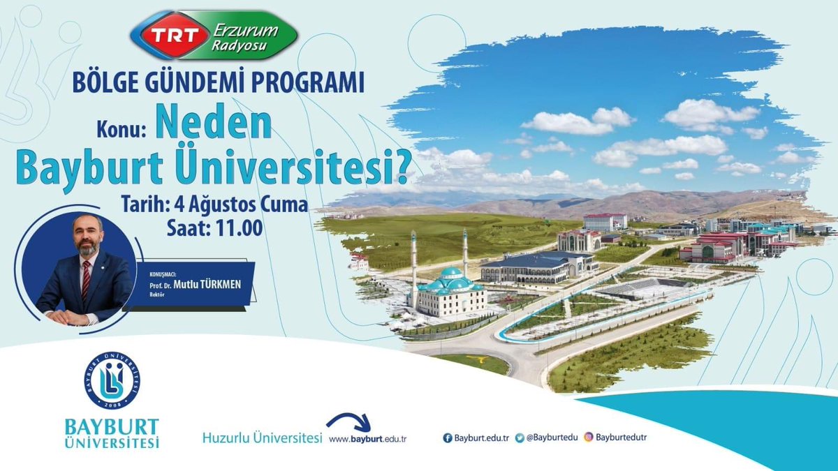 TRT Erzurum Radyosunda ‘Neden Bayburt Üniversitesi’ sorusunu cevaplandıracağız. Öğrenci adaylarımızı bekliyoruz 👍🏼