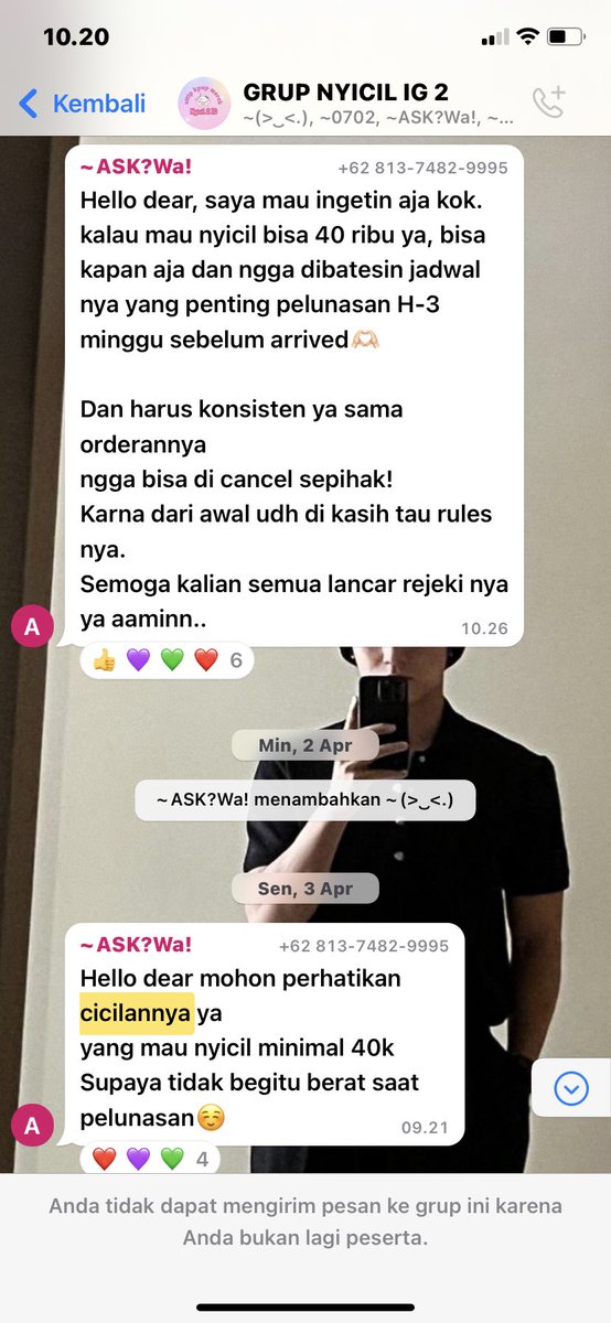 minwonuuw's tweet photo. awalnya, kita bakalan di masukin ke grup wa yang khusus buat orang orang nyicil semua merchkpop, dan hanya dia yang bisa chat kita semua gabisa. awalnya sempet curiga cuman ya bodohnya malah terus diterusin.

#penipuan #scam #merchkpop #os #yunitasari https://t.co/JwFpb98O0G