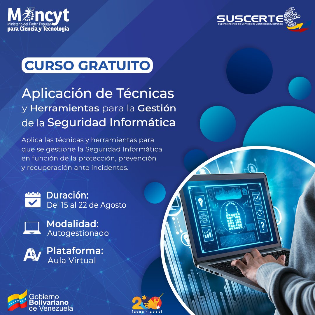 Gabrielasjr's tweet photo. Sabías que las carreras más demandas para el futuro están vinculadas a la Seguridad Informática? 

1- Ingeniero de Seguridad de Redes.
2- Analista de Seguridad y Cibernética.
3- Gerente de Seguridad Cibernética.
4- Arquitecto de seguridad.
5- Director de seguridad de la información.

Universalmente la protección de los datos, la privacidad, la confiabilidad, la transparencia de los datos, así  como la ética en el ejercio de la vida digital tienen que estar como práctica diaria entre los profesionales de ciberseguridad. Deberán estar capacitados y sensibilizados con el rol que deben asumir en una sociedad digital, que necesitará combatir con ataques cibernéticos maliciosos y el uso racional de las TICS.

A traves de @SUSCERTE te invitamos a formarte en las distintas áreas de la seguridad informática.

Regístrate en el Aula Virtual y sácale provecho a nuestra oferta formativa digital.

Inscripciones abiertas hasta el viernes 11 de agosto.

Inscribete aquí: https://t.co/0g8KrL5RLu