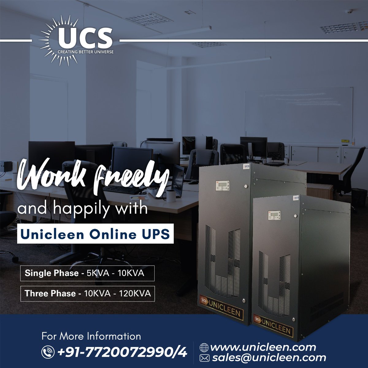 unicleen's tweet image. Work freely and happily without any interruption with Online UPS

Call us: +91-7720072990/4
Mail Us: sale@unicleen.com
Website: unicleen.com

#onlineups #unicleen #solarenergy #onlineinverter #greenenergy
#unicleensolution #sustainableliving #inverter #solarinverter
