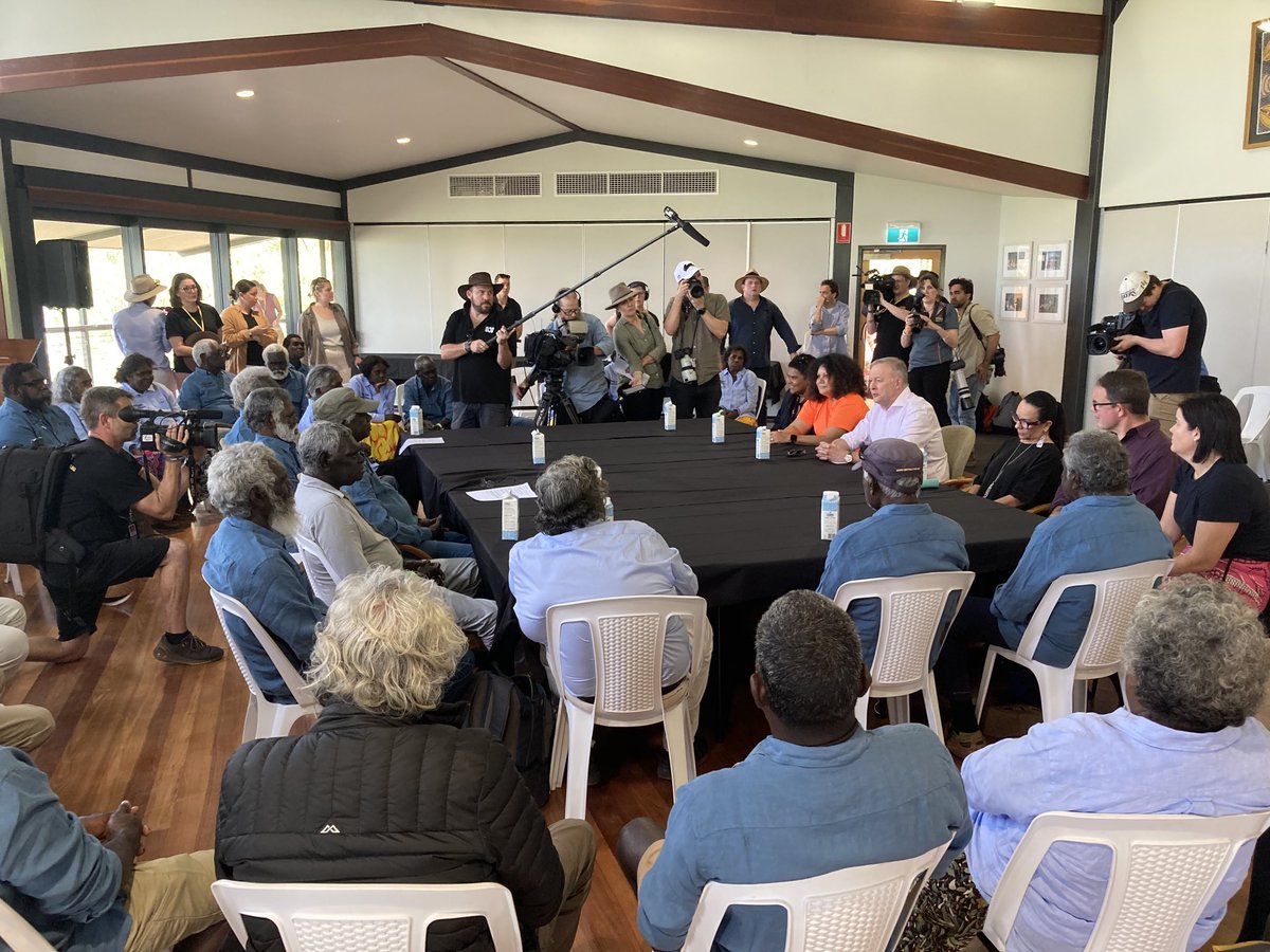The Prime Minister addresses the Dilak Council at Garma made up of Yolngu clan leaders.