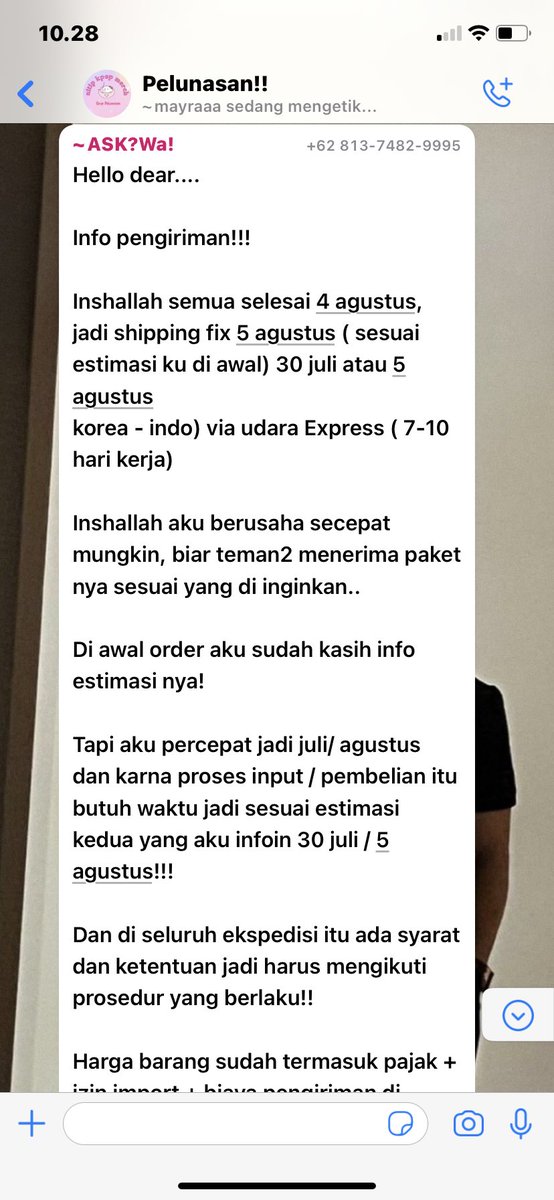 minwonuuw's tweet photo. tiba tiba hari minggu dia bilang harus ada fee tambahan untuk shipping express dari korea ke indonesia supaya cepat. 

#penipuan #scam #merchkpop #os #yunitasari https://t.co/uIeuuWISGX