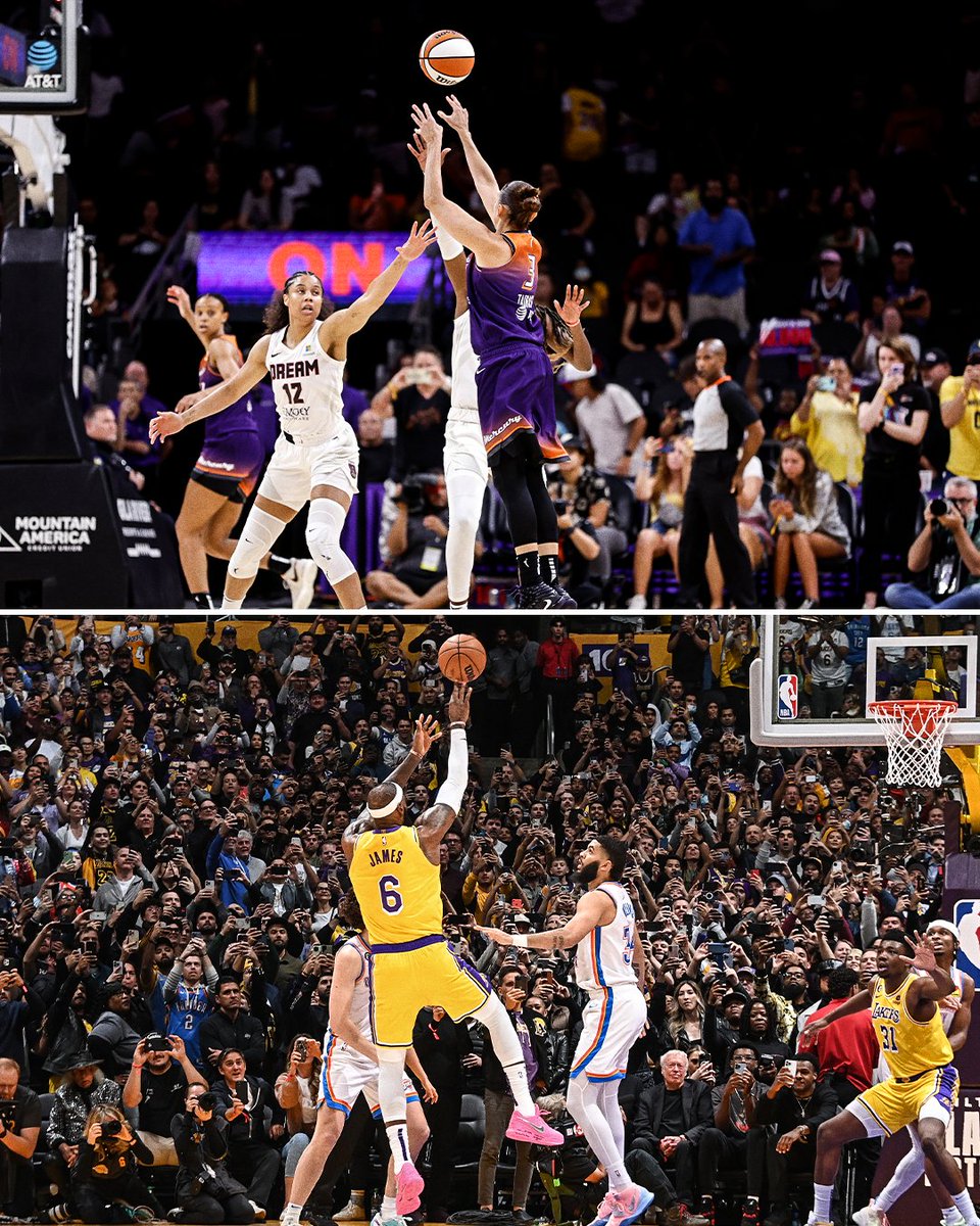 SportsCenter's tweet photo. TWO SHOTS.
TWO RECORDS.
TWO GOATS.

@DianaTaurasi 🤝 @KingJames https://t.co/lSAVTSf4rh
