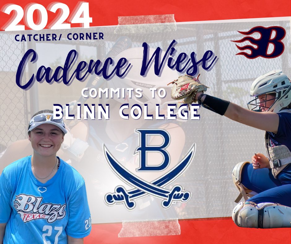 🚨🚨𝐂𝐎𝐌𝐌𝐈𝐓𝐌𝐄𝐍𝐓 𝐀𝐋𝐄𝐑𝐓🚨🚨
We want to congratulate 2️⃣0️⃣2️⃣4️⃣ Cadence Wiess from Texas Blaze 16U Gold KTX  for committing to Blinn College. We know that you are going to do wonderful things at Blinn! Way to go! 
Texas Blaze Gold KTX 16U

#BlazeNation #bBlaze #BlazeOn