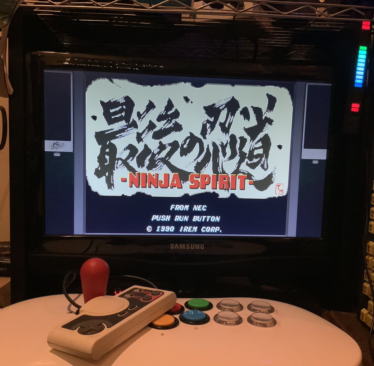 Zornow13's tweet photo. Some #PCEngineMini tonight! Really been on a #Ninja kick! (See Whut i did. there?) Got some Ninja Spirit and Ninja Ryukenden (Gaiden) slash N dash action! I love these @HORI__OFFICIAL controllers! #RETROGAMING https://t.co/CF12IjUiHJ