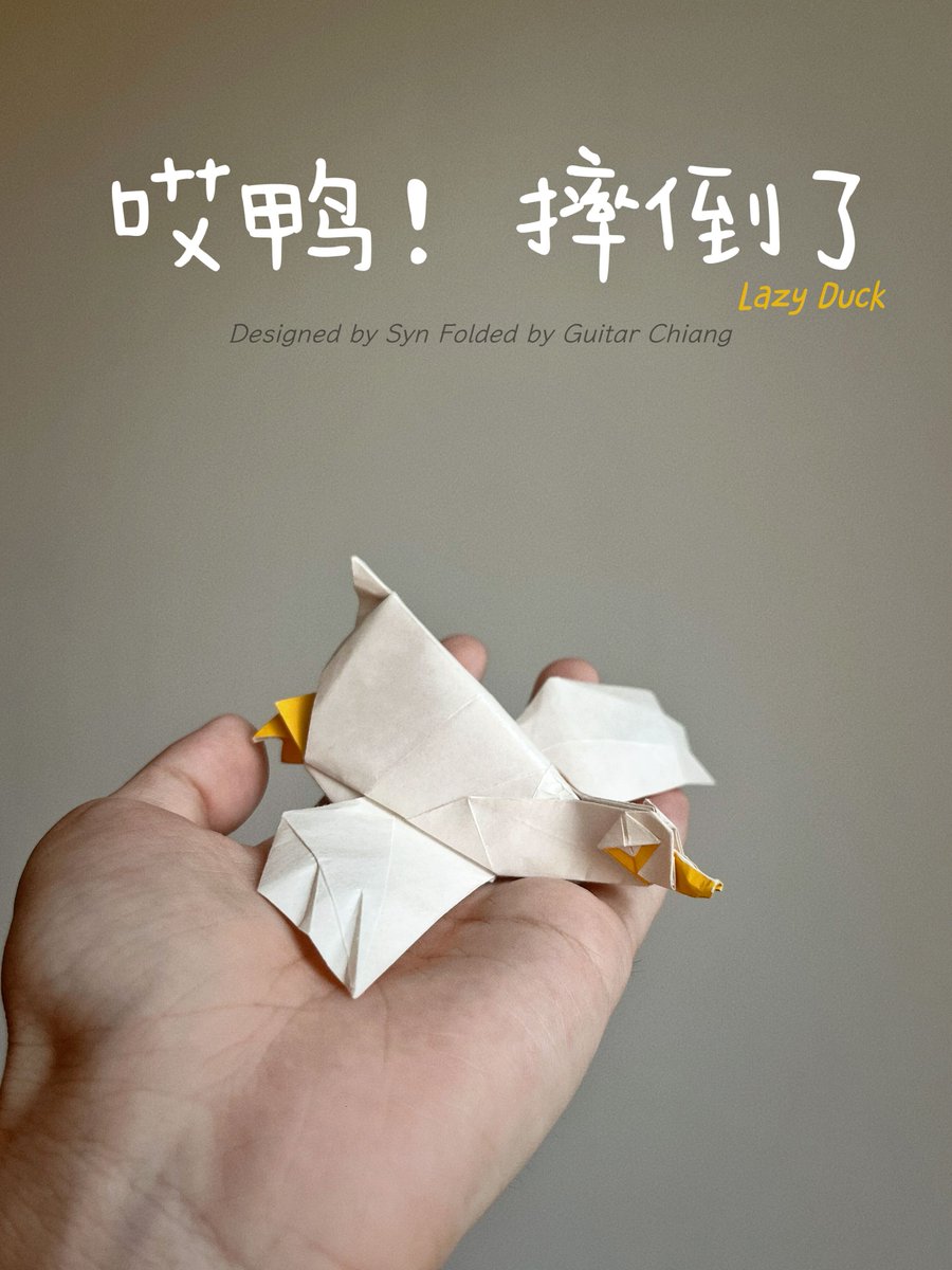 Guitar_Chiang's tweet photo. Lazy Duck
-designed by @syn55129932
-folded by @Guitar_Chiang
-24*24cm SAOC Paper
#origami #duck #lazy #paper #paperfolding #paperfold #papercrafts https://t.co/4sNTggvCOm