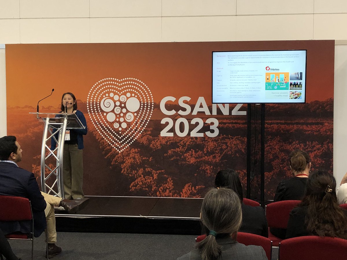 Congrats Christine for presenting your PhD work on FITBITES - An incentivised exercise program for <a href="/NSWHealth/">NSW Health</a> employees to a full house at #CSANZ2023 <a href="/BeardedHeartDoc/">Faraz Pathan</a> <a href="/kaznegishi/">Kaz Negishi@Cardiologist/ Heart Mafia</a>