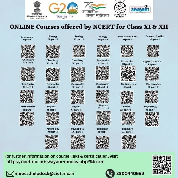 It’s time to enhance your learning through FREE online courses offered by NCERT on SWAYAM portal. The courses cater to Grades XI and XII wherein the learners may explore a concept using e-Content, e-Tutorial, which is followed with a discussion forum and self assessment.