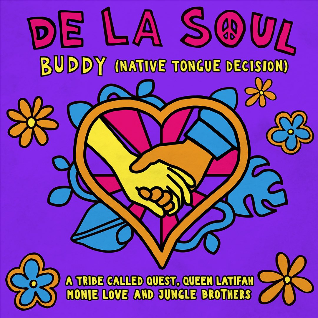 🌼💖🌼 'Buddy (Native Tongue Decision)' featuring A Tribe Called Quest, Queen Latifah, Monie Love and the Jungle Brothers is 𝘧𝘪𝘯𝘢𝘭𝘭𝘺 now available on all streaming services. 🌼💖🌼 Stream or Download now: delasoul.lnk.to/Buddy_NativeTo…