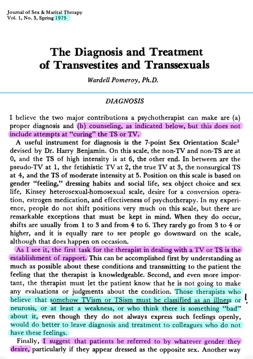 christapeterso's tweet photo. I think this is the earliest instance I have encountered of a clinician of this generation saying transness is not a mental illness https://t.co/ESYAqu7js4