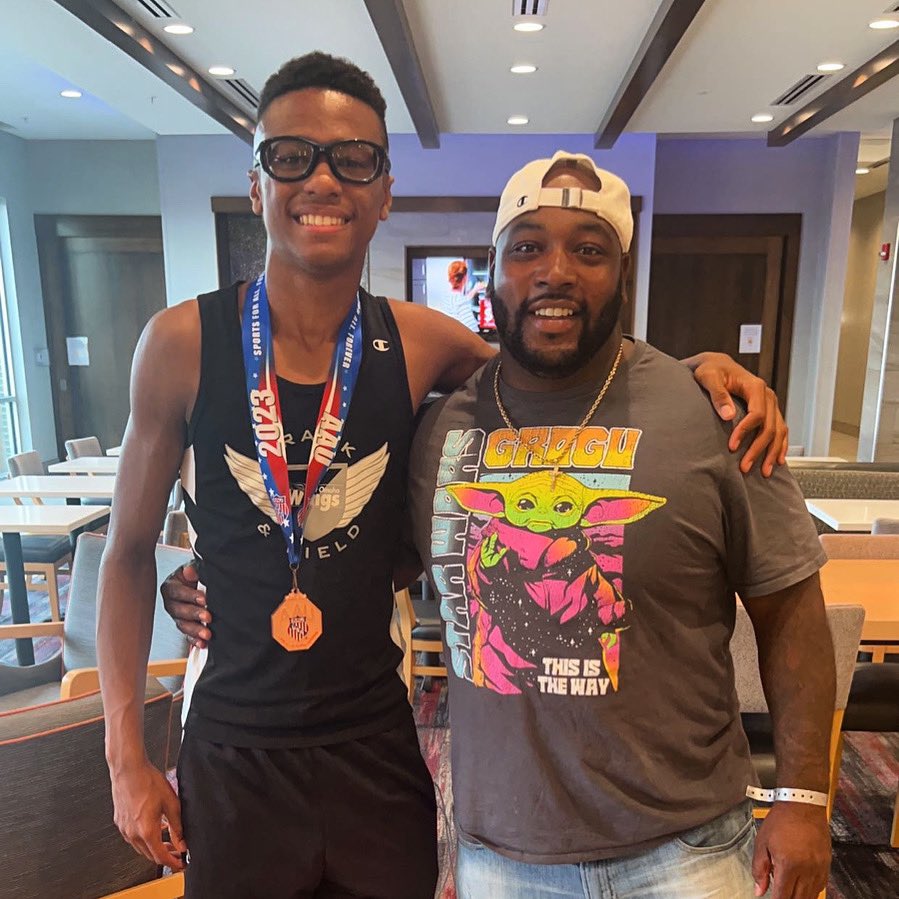 Congratulations Kris B!!! on becoming a All American #AAUTRACKANDFIELD #Nationals #DesMoines 
15-16 boys Long Jump… Proud Coach!!! #Wingson3!!!