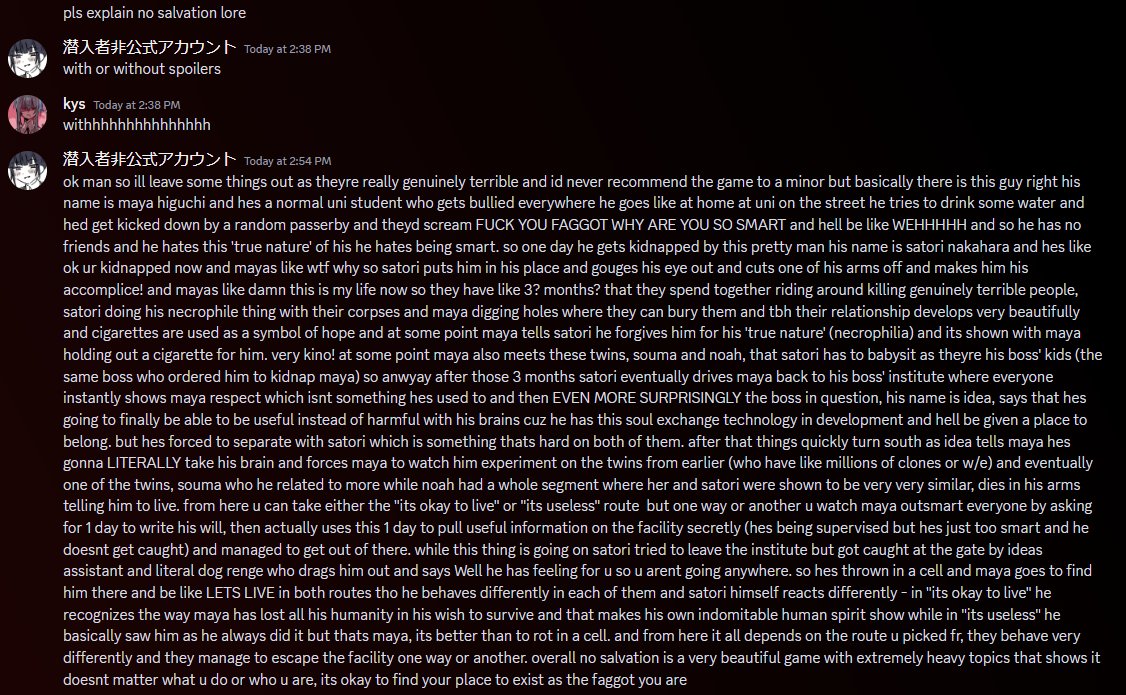 assymmetrikal's tweet photo. @obbIigato say no more....his name is maya.....maya higuchi......n beyond all the trigger warnings here's the no salvation lore summary he's my mental fucking thing he's like jesus to me bro idk the message he sends is insane i didnt support the gay ppl lifestyle now id consider it https://t.co/wsr16ZV7e3