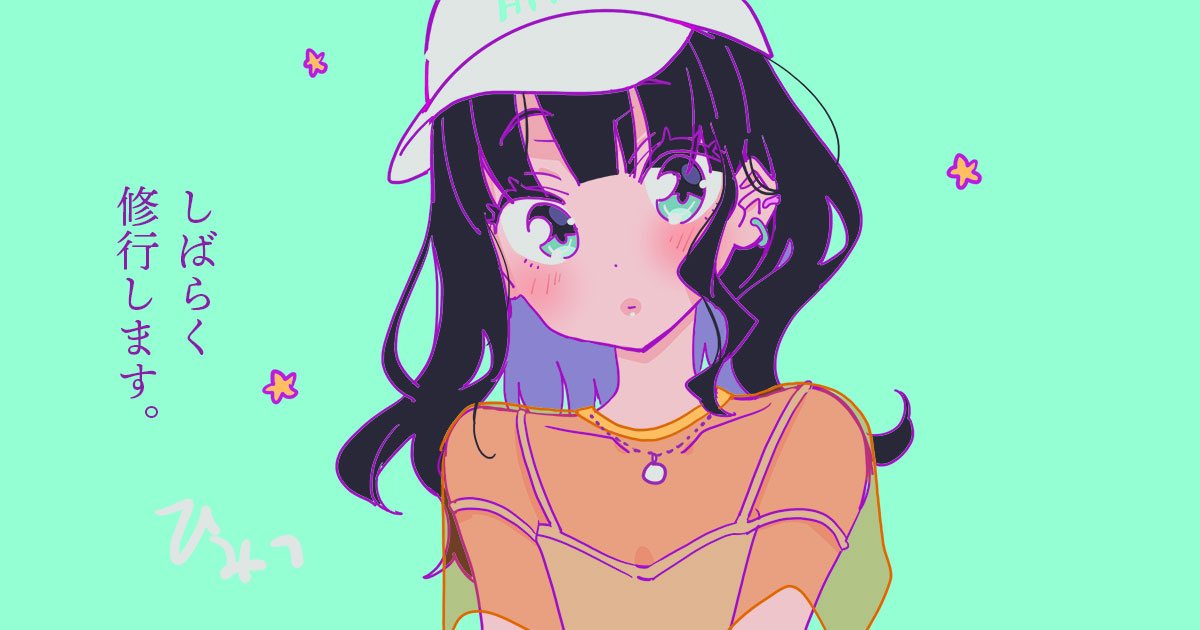 1girl solo hat black hair jewelry upper body baseball cap  illustration images