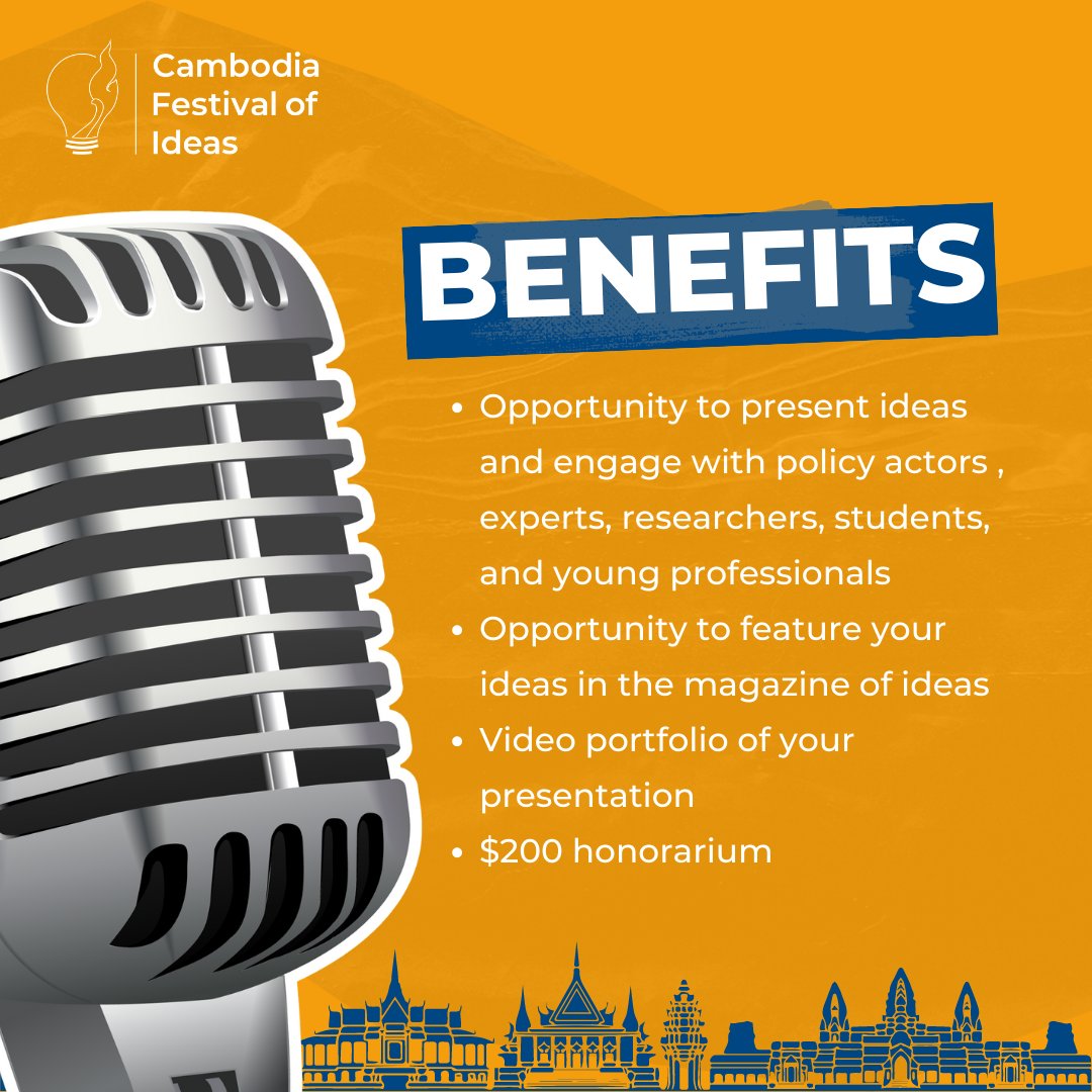 KAScambodia's tweet photo. ***Calling all brilliant minds

Join us at the first ever Cambodia Festival of Ideas as we embark on a journey of inspiration and knowledge-sharing. 

For more details:https://t.co/OKkZXGH1Ld
#FestivalOfIdeas #CallForSpeakers https://t.co/DRpuZOwewU