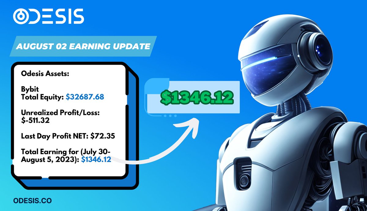 📅Aug 3 Update!

Our #profitgenerating utility has amassed $1346.12, to be distributed as dividends to $ODS token holders this Sunday. Excitingly, an additional $5k from our NFT sale will be injected into our trading pool next week, enhancing our weekly profits. #Odesis #USDT