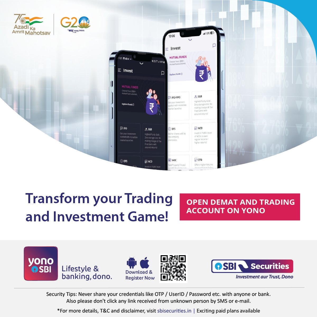 TheOfficialSBI's tweet photo. Don’t let your money sit idle. Invest it wisely with a Demat and Trading Account on YONO. It’s easy, fast, and secure.
#SBI #YONO #DematAccountOpening #AmritMahotsav #SBISecurities #Investing #StockMarket https://t.co/t5XfubHuri