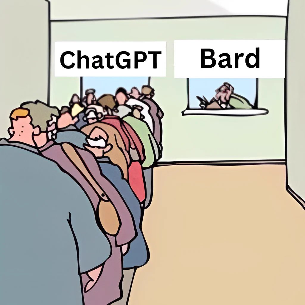 bitfool1's tweet photo. Chatgpt已过时。

Bard现在是聊天机器人的国王。

8个提示Chatgpt失去的，但Bard获胜： https://t.co/w8XkUVQtsM
