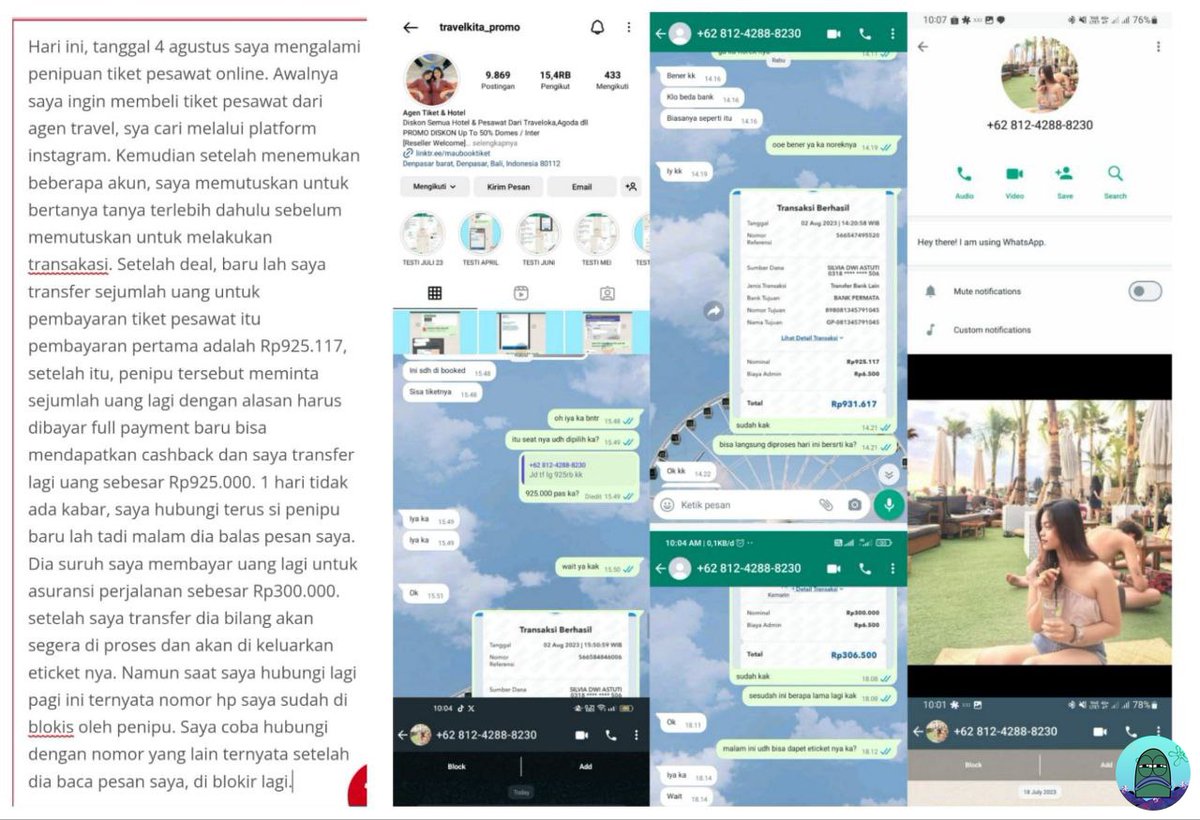 PENIPUAN!!

Kronologi jelas ada di bawah klo blur nanti aku send juga direp mf ini. Ini jadi pelajaran bgt utk aku jadi tolojng jangan salty in knp bisa ketipu ya😭 uang 2jt utkku banyak bgt dan aku berharap uangnya balik itu AJA. tanyarl