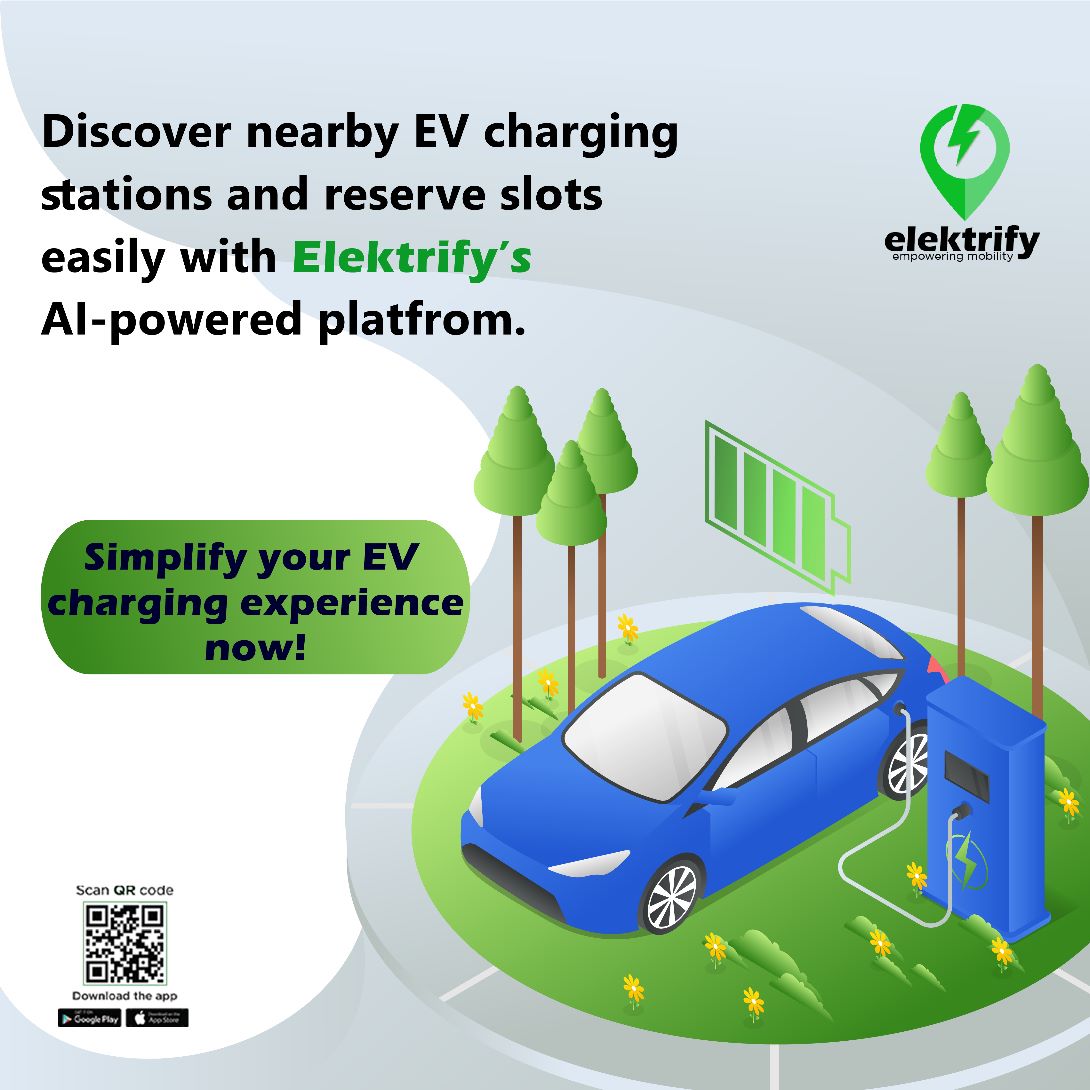 ElektrifyApp's tweet photo. Experience hassle-free EV charging with Elektrify, the AI-powered platform that lets you easily locate nearby charging stations and book slots in advance. Say goodbye to searching for charging stations on the go and enjoy real-time availability updates. With Elektrify's advan... https://t.co/jU5uVtrhtw