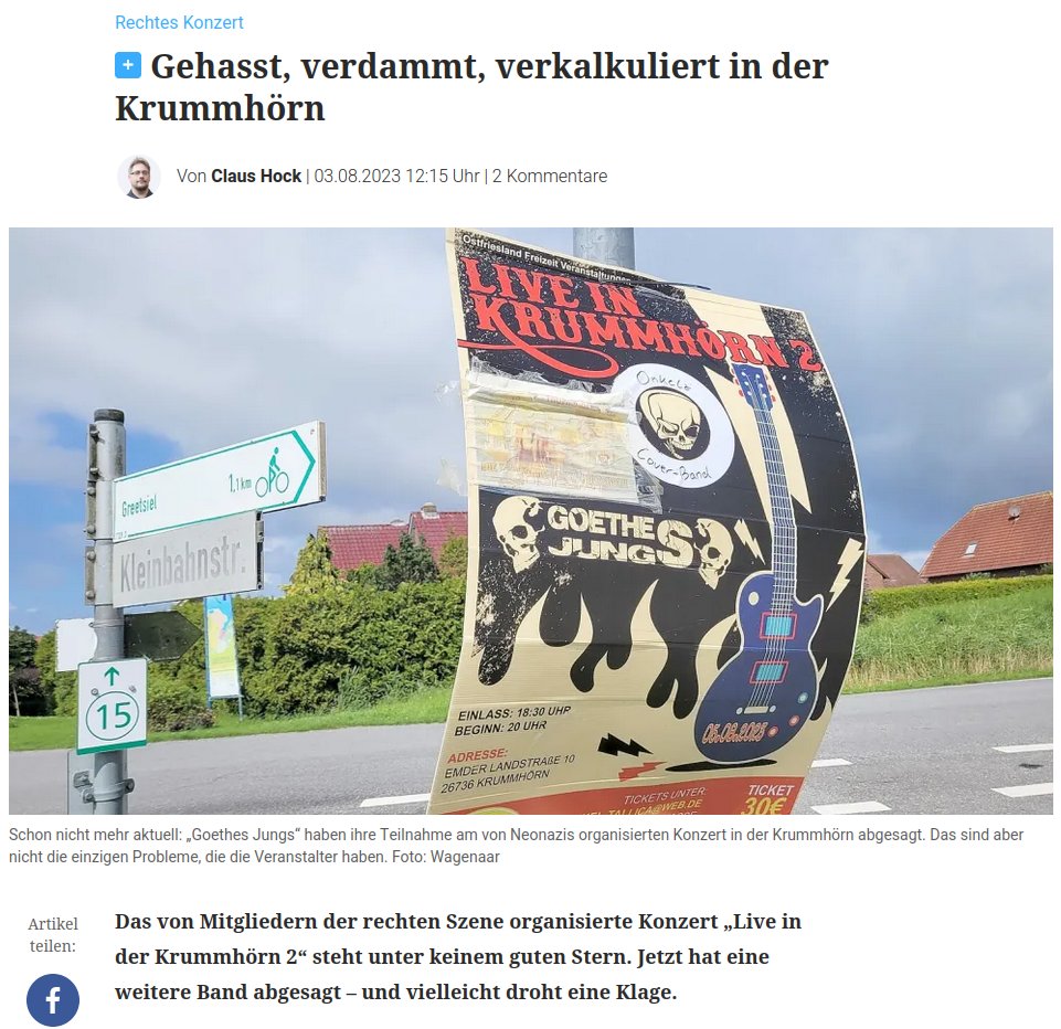 AfaNord's tweet photo. Gegen die Veranstaltung auf dem Betriebsgelände von "Friedrich Voß" mit erwarteten Gästen & Personal aus dem #Neonazi-Milieu regt sich Protest aus der Gemeinde.4/x
🏴5.8.23 18:15 Uhr Bushaltestelle #Canum, Emdener Landstraße
#NoNazis #Ostfriesland #RechtsRocktNicht @thhindrichs https://t.co/kjR7Iwrr33