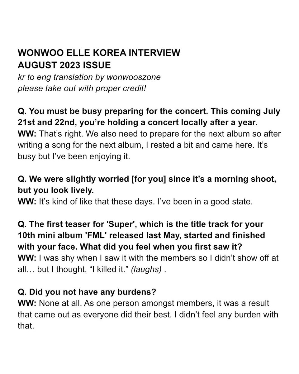 wonwooszone's tweet photo. wonwoo elle korea 2023 interview
full eng translation #원우 

“I think it’s cool to be able to have the conviction to push forward in a world where it’s easy to be exposed to a plethora of opinions and oppositions. In the end, what I will and won't do is my choice.” https://t.co/9Iq0jwwfIj