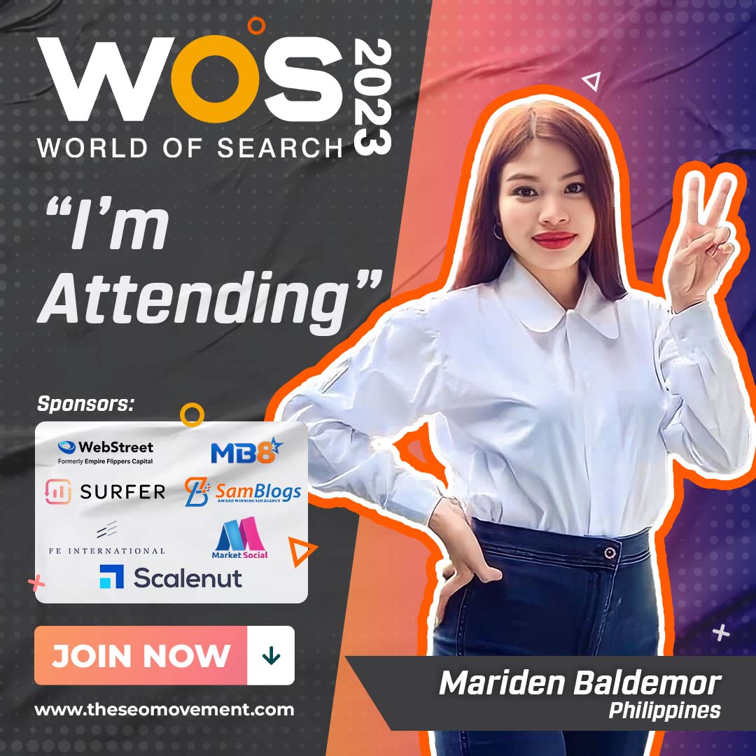kherkroldanseo's tweet photo. Mariden is attending the biggest SEO conference in the Philippines! Connect and network with some of the industry’s brightest minds. What are you waiting for?
Grab your tickets here: 

#WOSCON23 #TheSEOMovementPH
#WorldOfSearchConference2023 https://t.co/n2NKdiMSxF[...] https://t.co/FNkkHuFaw4