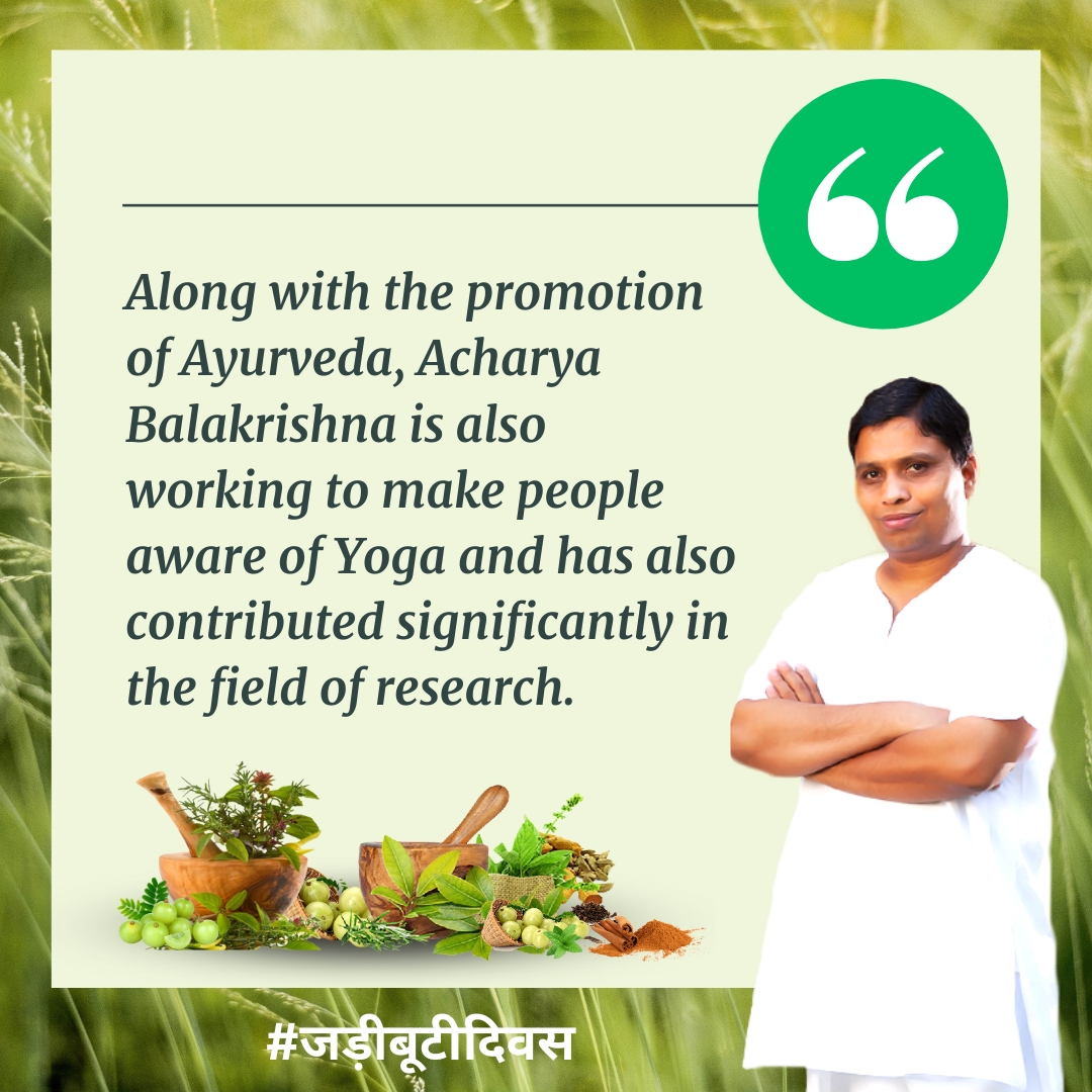 iyd_21june's tweet image. Pujya Acharya Ji is an incarnation of Maharishi Charak, Dhanvantari for the patients on earth, Pujya Acharya Balkrishna Ji Maharaj is taking the knowledge of Ayurveda through herbs to every house as a great man&quot; #जड़ीबूटीदिवस