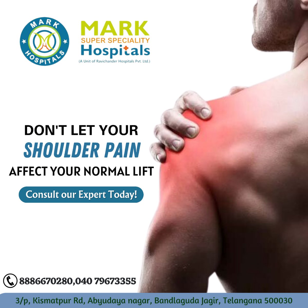 markhospitals's tweet image. 🌟💪 Take Charge of Your Normal Life! 💼🏥

Shoulder discomfort can disrupt your daily activities. Regain control of your life and seek relief with Mark Super Specialty Hospital. 
#MarkSuperSpecialtyHospital #ShoulderPainRelief #TakeChargeOfYourLife #RegainControl #SeekRelief