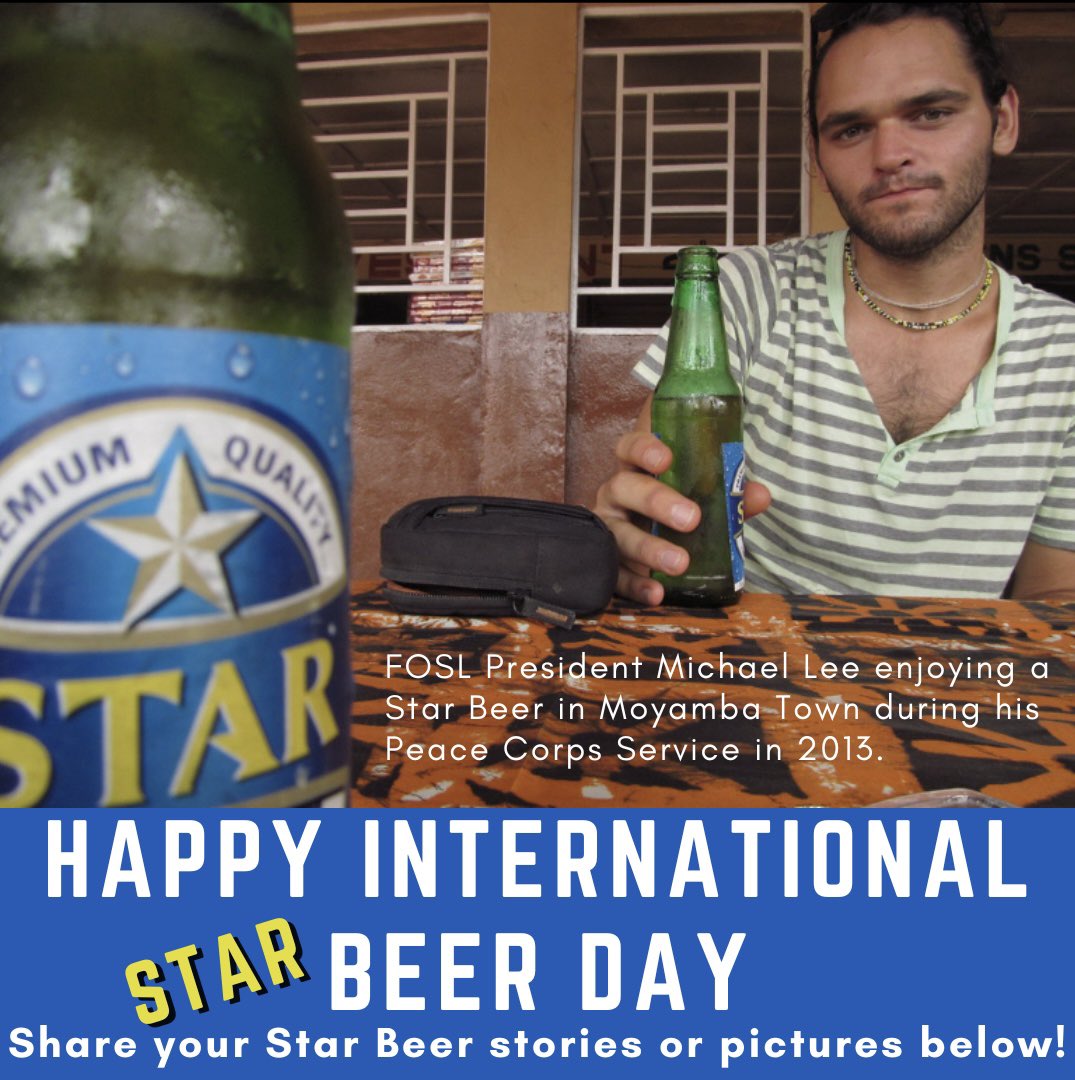 FoSalone's tweet photo. Happy International Beer Day! And if you know Sierra Leone, then you know Star Beer! Many great memories include a few Stars! Tell us your Star Beer stories & pictures! #StarBeer #InternationalBeerDay #SierraLeone #EnjoyResponsibly @star_ng @starbeerusa https://t.co/K8MrrsLpmI