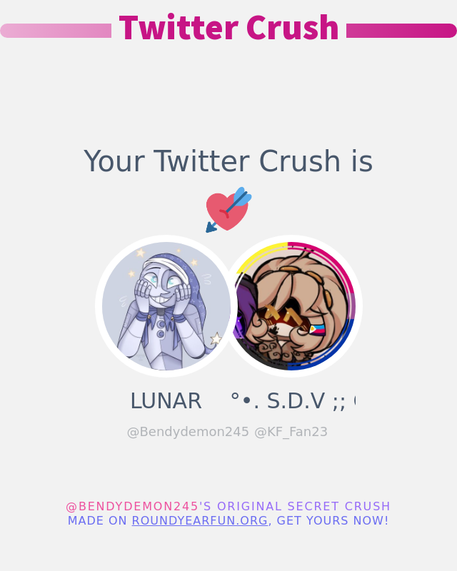 My Twitter Crush is: @KF_Fan23

➡️ twitterfun.games/twittercrush