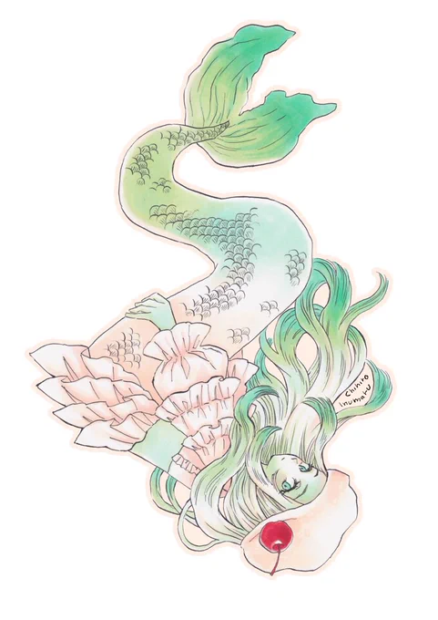 クリームソーダ×人魚 #コピック #創作