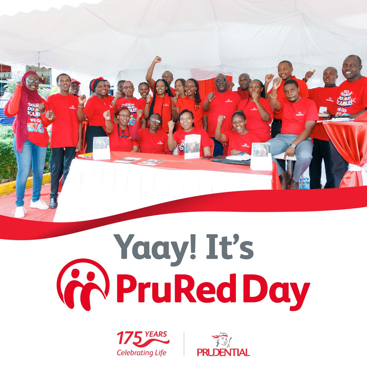 PrudentialKenya's tweet photo. It’s happening today!
Come join us in Nairobi, Mombasa, Kisumu, Eldoret and Bungoma for #PRURedDay.
Get to learn about Prudential and the products and services we offer.
Let’s paint the towns red together!
#getthemostoutoflife https://t.co/aOA2SpDpg7
