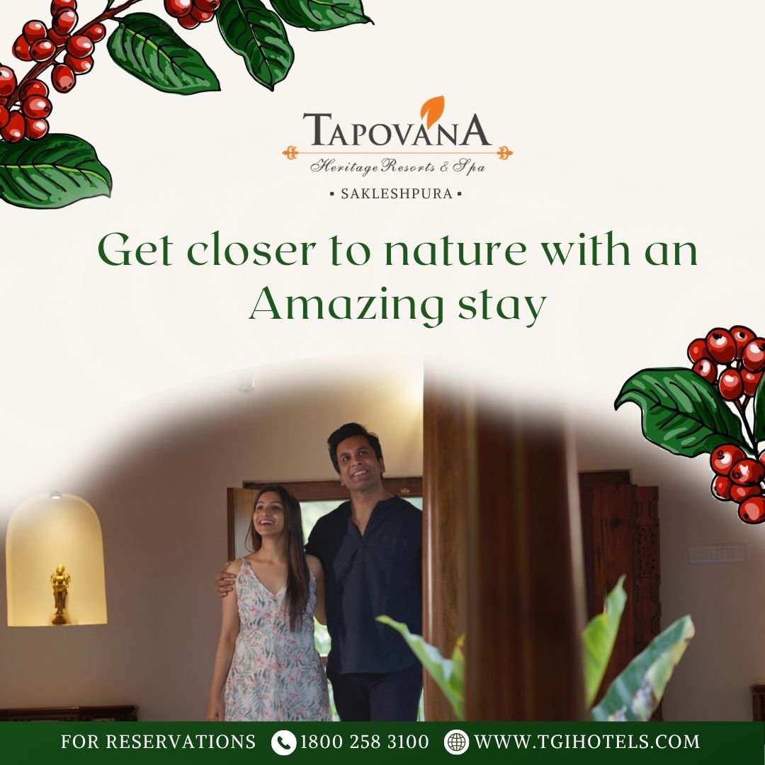 Plan a holiday at the breathtaking #TapovanaHeritageResorts and Spa in the picturesque #Sakleshpur. And indulge in premium hospitality, personalized service, and sumptuous delicacies amidst the beauty of nature. 
#LuxuriousHoliday #naturelove #karnatakatourism #weekendgetaway