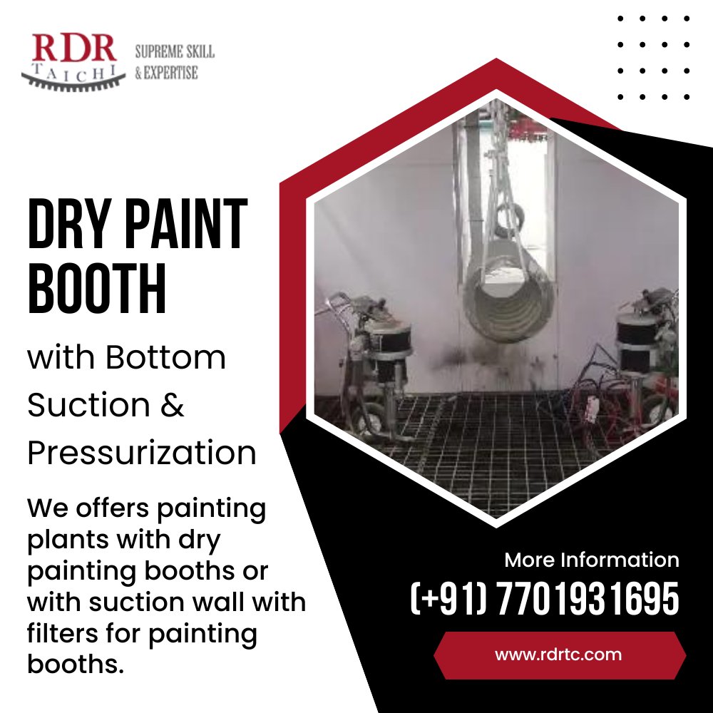 We offers painting plants with dry painting booths or with suction wall with filters for painting booths.
Call Us: (+91) 7701931695
Mail Us: info@rdrtc.com
Visit: rdrtc.com
#paintingplants #rdrtaichi #LiquidPaintingPlant