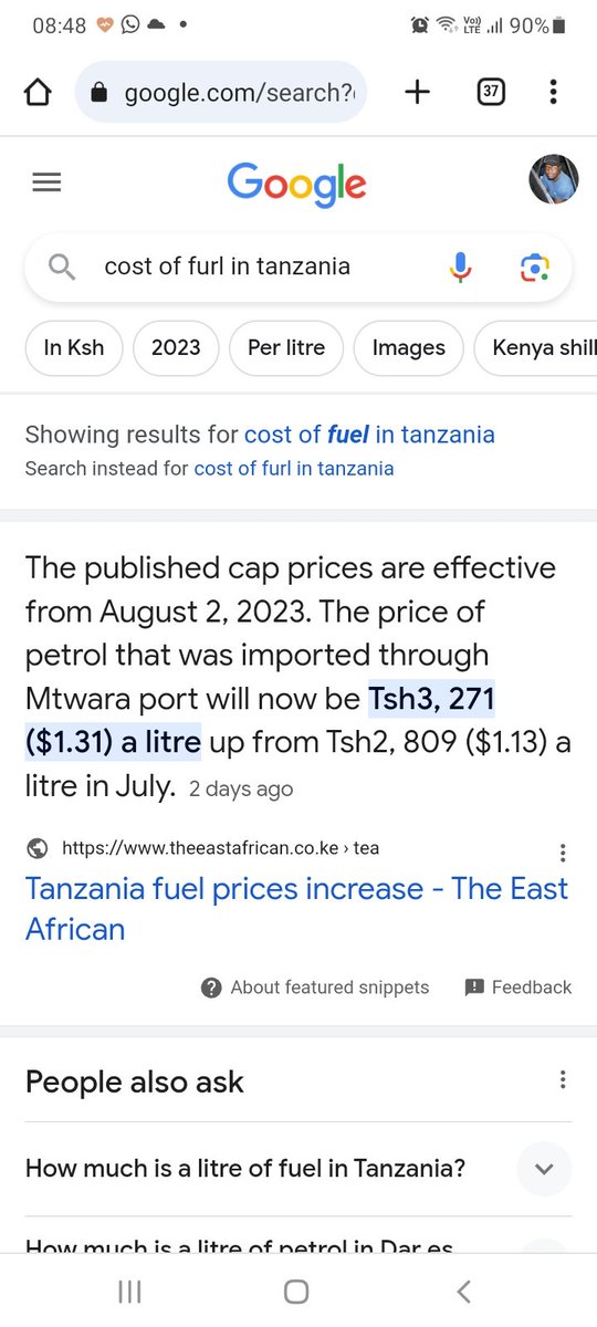 Dear <a href="/debarlinea/">Debarl Inea</a> 
As much as we consume your show,kindly be factual.When someone says the cost of fuel in TZ is kes 50 lower and you fail to confirm, then its wrong.The price of fuel in TZ is kes 183.4.Look at my attachment below. <a href="/OleItumbi/">-Dennis Itumbi, CBS</a> <a href="/KTNNewsKE/">KTN News</a> <a href="/ItsMutai/">Lord Abraham Mutai</a> #morningprime