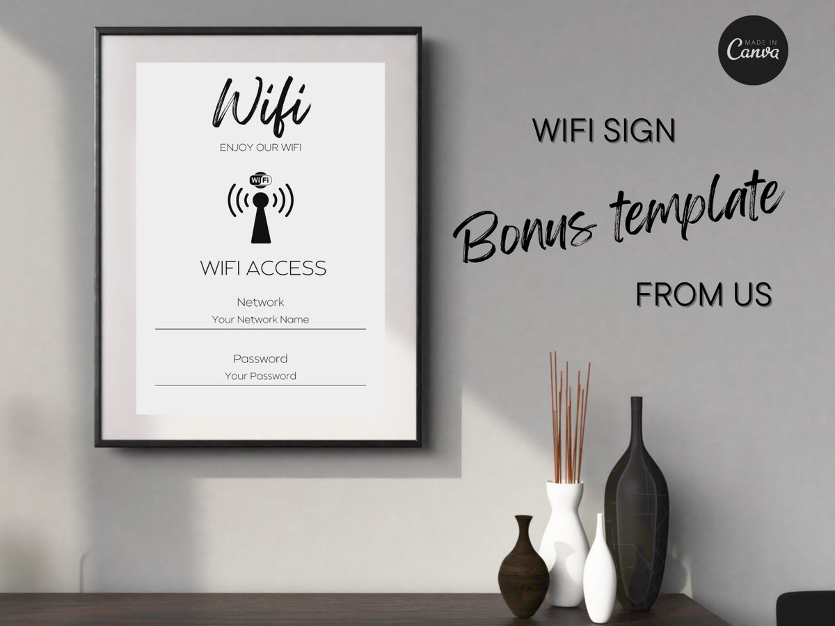 Make guests feel at home with my editable #Airbnb sign templates! Modern designs for welcome, checkout, wifi & more. Fully customizable! etsy.com/listing/123456… 
#AirBNBsigns 
#AirBNBhost
#EditableAirBNB
#WelcomeSign #AirBNBtemplate
#AirBNBprintstable
#AirBNBhostbundle