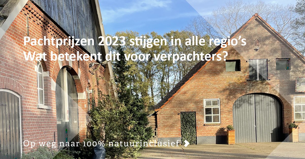 De pachtnormen voor 2023 zijn vastgesteld. Opvallend is: de pachtprijzen zijn in alle regio's fors gestegen. Wat betekent dit voor verpachters van reguliere pachtgronden? Lees: ow.ly/kIgG50PrF5N

#Eelerwoude #opwegnaar #100procent #natuurinclusief #pachtnormen2023